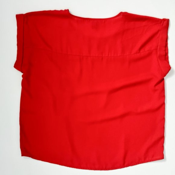 Forever 21 Orange Short Sleeve Blouse (Size Large) - Picture 2 of 3